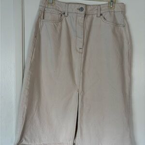 Selected Femme Denim Beige Midi Skirt